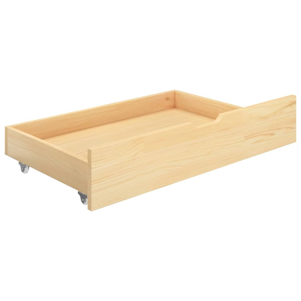 Canopy Bed Frame with 2 Drawers Solid Pine Wood 100x200 cm